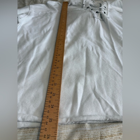 Aerie lace up relaxed oversized sweat shirt white size medium hood - Picture 8 of 11